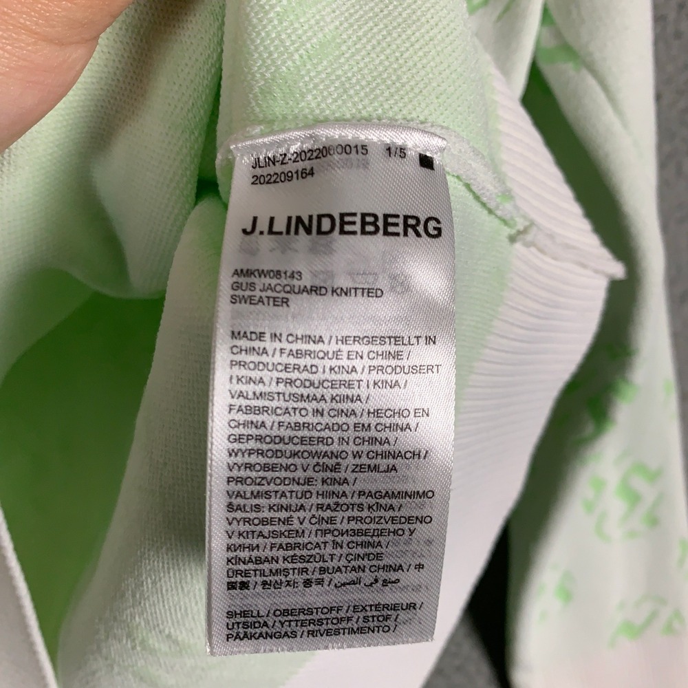J.Lindeberg Gus Jacquard Knit Sweater Mens Large L Slim Mint Green Golf Monogram - Picture 5 of 9